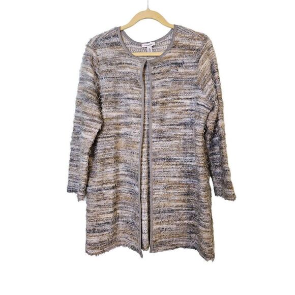 Calvin Klein gray, cream and tan cardigan.  Size M. - Picture 1 of 3